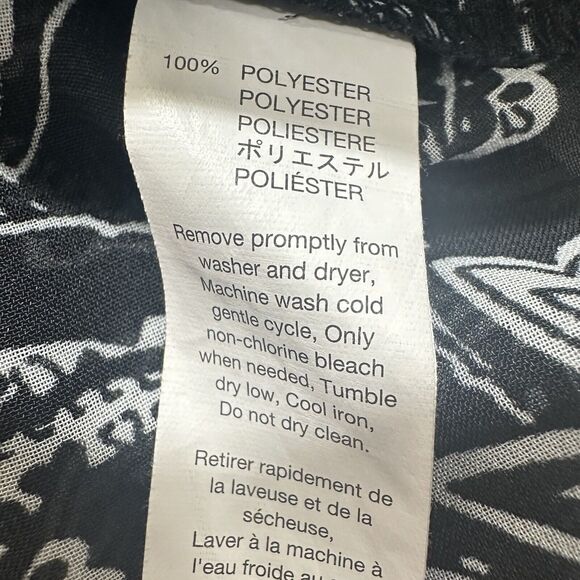 GAP Women's Large Lightweight Sheer Button Up Sheer Blouse Black + White Paisley - Picture 12 of 12